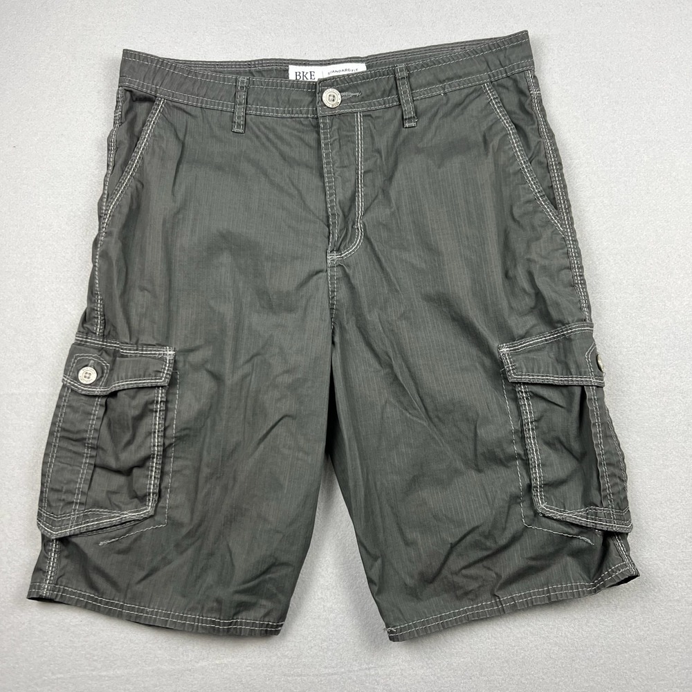 BKE Buckle Men 34 Raven Grey Herman Standard Fit Cargo Shorts Contrast Stitching
